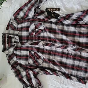 HELIX Athletic Fit Maroon Black/White/Plaid New Size XXL